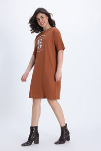 Zivame Harry Potter Knit Cotton Loungewear Dress - Caremal Caf — thumbnail 3